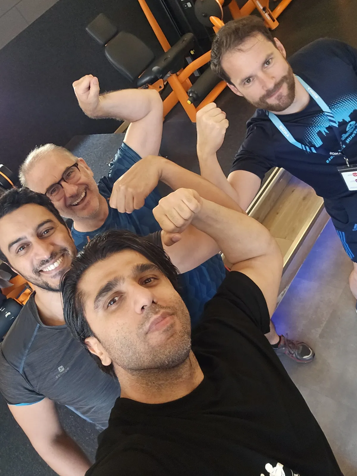 Training partners flexing